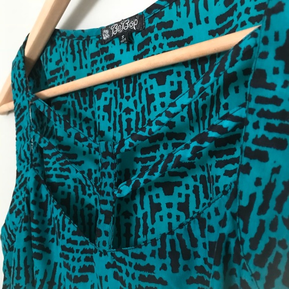 BEBOP cute 90s teal black indie urban dress small - Picture 2 of 4